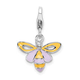 Sterling Silver Enameled Bee W/Lobster Claw Clasp Clasp Charm Charms