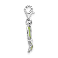 Sterling Silver Green Enameled & CZ Butterfly W/Lobster Claw Clasp Clasp Charm Charms