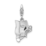 Sterling Silver Green Enameled & CZ Butterfly W/Lobster Claw Clasp Clasp Charm Charms