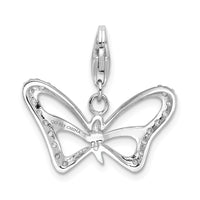 Cubic Zirconia Butterfly Charm in Sterling Silver