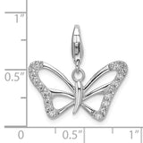 Cubic Zirconia Butterfly Charm in Sterling Silver