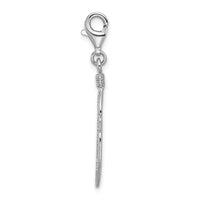 925 Sterling Silver 3-D Polished Feather with Lobster Clasp Charm