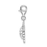 Amore LaVita Sterling Silver CZ Sea Turtle with Lobster Clasp Charm