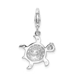 Amore LaVita Sterling Silver CZ Sea Turtle with Lobster Clasp Charm