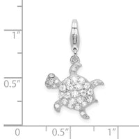 Amore LaVita Sterling Silver CZ Sea Turtle with Lobster Clasp Charm