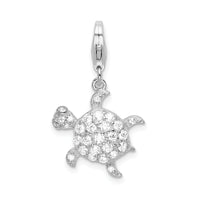 Amore LaVita Sterling Silver CZ Sea Turtle with Lobster Clasp Charm