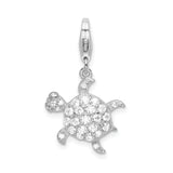 Amore LaVita Sterling Silver CZ Sea Turtle with Lobster Clasp Charm