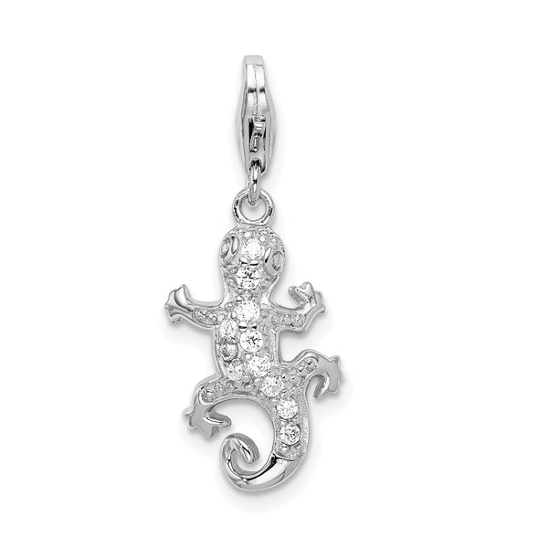 Cubic Zirconia Lizard Clipable Charm