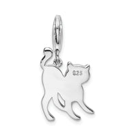 925 Sterling Silver Scary Cat with with Lobster Clasp Charm