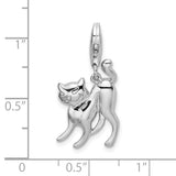 925 Sterling Silver Scary Cat with with Lobster Clasp Charm