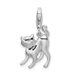 925 Sterling Silver Scary Cat with with Lobster Clasp Charm