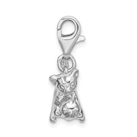 Sterling Silver 3-D Polished Kitten & Ball W/Lobster Claw Clasp Clasp Charm Charms