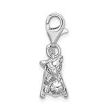 Sterling Silver 3-D Polished Kitten & Ball W/Lobster Claw Clasp Clasp Charm Charms