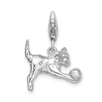 Sterling Silver 3-D Polished Kitten & Ball W/Lobster Claw Clasp Clasp Charm Charms