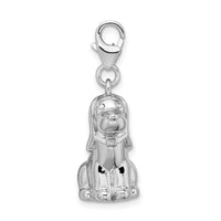 Sterling Silver 3-D Polished & Enameled Dog W/Lobster Claw Clasp Clasp Charm Charms