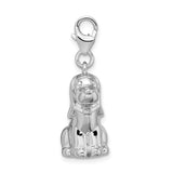 Sterling Silver 3-D Polished & Enameled Dog W/Lobster Claw Clasp Clasp Charm Charms