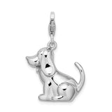 Sterling Silver 3-D Polished & Enameled Dog W/Lobster Claw Clasp Clasp Charm Charms
