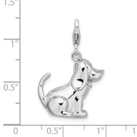Sterling Silver 3-D Polished & Enameled Dog W/Lobster Claw Clasp Clasp Charm Charms