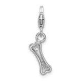 Polished Dog Bone Charm in Sterling Silver