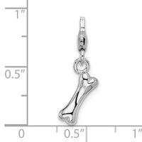 Polished Dog Bone Charm in Sterling Silver