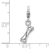 Polished Dog Bone Charm in Sterling Silver