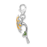 3D Enamel Sunflower Charm in Sterling Silver