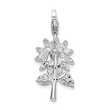 3D Enamel Sunflower Charm in Sterling Silver