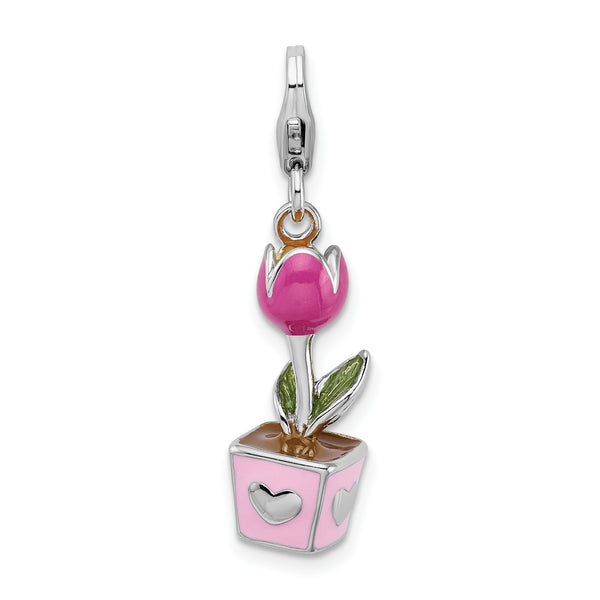 Pink Potted Tulip 3-D Clipable Charm