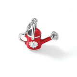 Sterling Silver 3-D Enameled Red Watering Can W/Lobster Claw Clasp Clasp Charm Charms