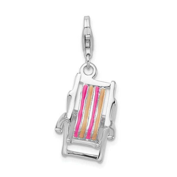 Orange and Pink Enamel Beach Chair 3-D Clipable Charm
