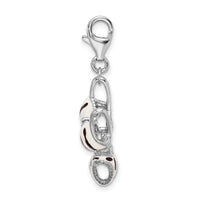 Sterling Silver CZ Polished Enamel Zebra Bikini Pendant Pendant-Necklaces
