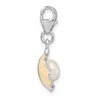 Enamel Shell Fresh Water Cultured Pearl Charm in Sterling Silver