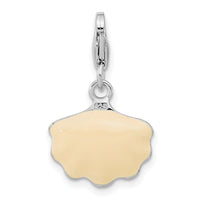 Enamel Shell Fresh Water Cultured Pearl Charm in Sterling Silver