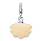 Enamel Shell Fresh Water Cultured Pearl Charm in Sterling Silver