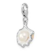 Enamel Shell Fresh Water Cultured Pearl Charm in Sterling Silver