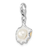 Enamel Shell Fresh Water Cultured Pearl Charm in Sterling Silver