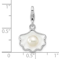Enamel Shell Fresh Water Cultured Pearl Charm in Sterling Silver