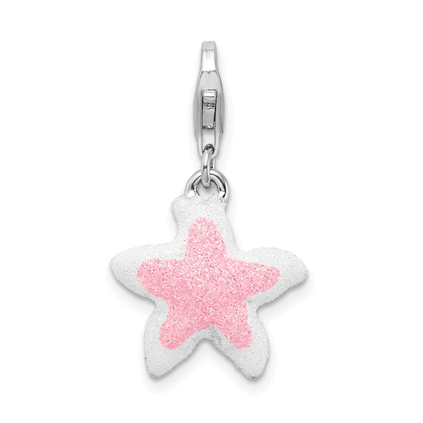 Pink Sparkle Starfish Clipable Charm