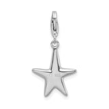 Sterling Silver Polished Starfish W/Lobster Claw Clasp Clasp Charm Charms