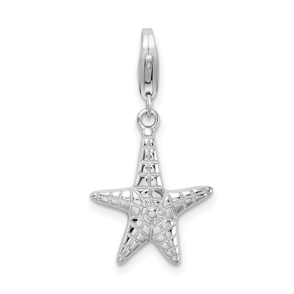 Sterling Silver Polished Starfish W/Lobster Claw Clasp Clasp Charm Charms