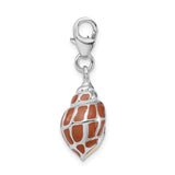 Sterling Silver 3-D Enameled Shell with Lobster Clasp Charm