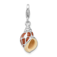 Sterling Silver 3-D Enameled Shell with Lobster Clasp Charm