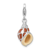 Sterling Silver 3-D Enameled Shell with Lobster Clasp Charm