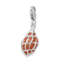 Sterling Silver 3-D Enameled Shell with Lobster Clasp Charm