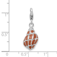 Sterling Silver 3-D Enameled Shell with Lobster Clasp Charm