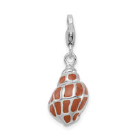 Sterling Silver 3-D Enameled Shell with Lobster Clasp Charm