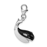 Black and White Whale 3-D Clipable Charm