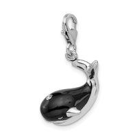 Black and White Whale 3-D Clipable Charm