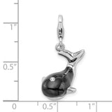 Black and White Whale 3-D Clipable Charm