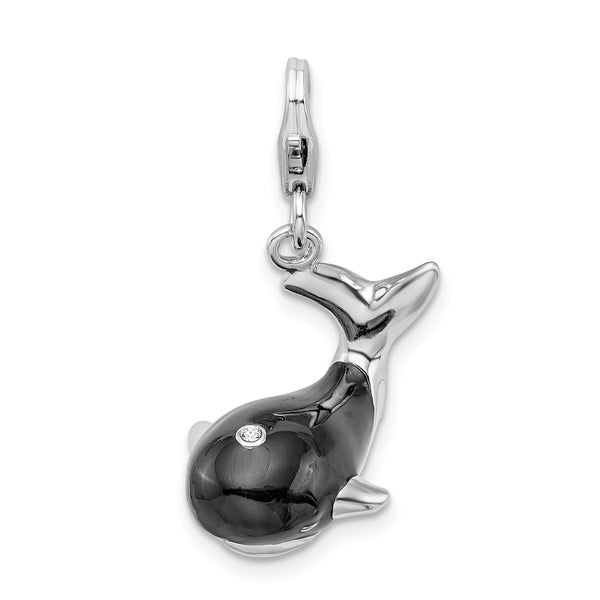 Black and White Whale 3-D Clipable Charm
